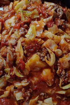 the food is prepared and ready to be cooked in the pot on the stove top