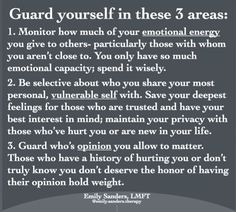 an image with the words guard yourself in these 3 areas, and instructions for how to use