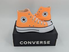 Converse Womens Shoes Chuck Taylor Lift Hi Peach Beam Orange Platform Size 10 Converse Womens, All Stars Converse, Womens Converse, Converse All Star, Chuck Taylor, Chuck Taylors, Beams, Athletic Shoes, Converse