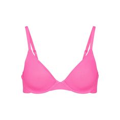 We've combined the cool comfort and natural breathability of cotton with the strategic support of our high-tech Powermesh lining. You'll reach for this underwire bra every day. | SKIMS T-Shirt Bra | Pink | 44C | Cotton Jersey Mesh Bra, Shirt Bra, Ribbed Leggings, Everyday Bra, Pink Outfits, Victoria Secret Bras, Pink Bra, Bra And Panty Sets, T Shirt Bra