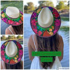 Mexican Palm Hat. Embroidered Hat. Colorful Floral Hat. | Etsy Mexican Palm, Mexican Sombrero, Mexican Fashion, Floral Hat, Traditional Mexican, Embroidered Hat, Embroidered Hats, Chicago Il, Embroidered Flowers