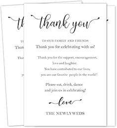 two thank cards with the words, thank you and love on them in black ink