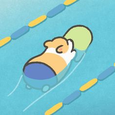 a cartoon character floating on top of a body of water with circles around him and his eyes closed