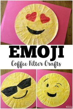 paper plate emoji coffee filter crafts that are easy to make and fun for kids