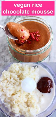 the ingredients to make vegan rice and chocolate mousse