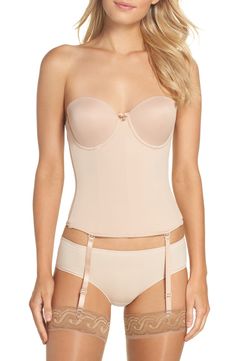 Free shipping and returns on Va Bien Ultra-Lift Low Back Bustier at Nordstrom.com. <p>Foam-padded cups lift and define the figure in this underwire bustier that slims the waist. Spiral boning through the bodice is flexible for a comfortable fit, while the open back is great for low-cut special-occasion dressing.</p>