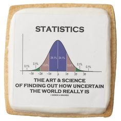 a cookie with a graph on it that says statistics the art and science of finding out how uncertain the world really is