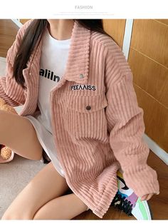 Pink Corduroy Jacket Women Winter Fall Korean Fashion Oversize Coat Female Retro Couple Baseball Uniform Outwear Tops Casual Corduroy Long Sleeve Shacket, Casual Long Sleeve Corduroy Shacket, Casual Shacket With Corduroy Collar, Oversized Winter Shacket With Corduroy Collar, Long Sleeve Corduroy Outerwear, Casual Long Sleeve Corduroy Outerwear, Long Sleeve Corduroy Shacket With Corduroy Collar, Pink Long Sleeve Shacket For Winter, Pink Long Sleeve Winter Shacket