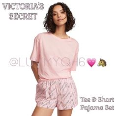 Victoria's Secret Tee & Short Pj Set! Snuggle Up To A Pair Of Comfy Pajamas! Easy Fit. Includes Short-Sleeve T-Shirt And Boxer Shorts. Shorts With Elastic Waist. Color- Pink Top, Pink/Black Victoria’s Secret Print Shorts. Size Medium. Machine Wash. Top And Bottom Made 100% Cotton. New In Package! Took Out For Pictures Only! Pink Sets For Relaxation In Summer, Pink Relaxation Sets For Summer, Pink Summer Relaxation Sets, Pink Casual Sets For Relaxation, Casual Pink Sets For Relaxation, Victoria's Secret Stretch Loungewear Sleepwear, Victoria's Secret Summer Loungewear Sets, Victoria's Secret Stretch Sleepwear For Loungewear, Victoria's Secret Casual Sets For Pajama Party