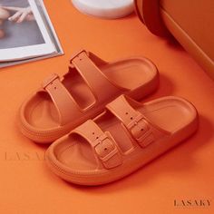 Lasaky - Chunky Platform Sandals: Couples Indoor and Outdoor Slides with Soft Sole Cloud Slides, Shower Slippers, Leather Snow Boots, Chunky Platform Sandals, Warm Snow Boots, Waterproof Snow Boots, Winter Shoes For Women, Orange Shoes, Waterproof Winter Boots