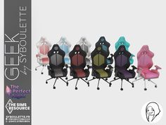 the office chair is designed to look like it has five different colored seats and arms