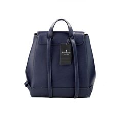 Style: Kate Spade Madison Navy Medium Flap Backpack Material: Saffiano Leather Features: Top Handle, Adjustable Shoulder Straps, Lined, Inner Pockets Measures: 21.031 cm L x 23.87 cm H x 13.20 cm D Poncho Pullover, Flap Backpack, Backpack Material, Shoulder Backpack, Navy Leather, Backpack Bag, Kate Spade Bag, Leather Accessories, Satchel Bags