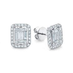 Graziela - Diamond Ascension Illusion stud earrings - Ethos of London - Contemporary Fine Jewelry Contemporary Fine Jewelry, Gem Earrings, Jewellery Sketches, Diamond Bangles Bracelet, Baguette Diamonds, Fine Jewelry Designers, Emerald Cut Diamonds, Gems Jewelry, Fine Jewellery Earrings