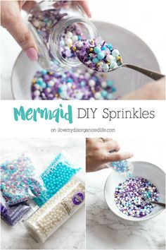 mermaid diy sprinkles are an easy and fun craft for kids to make