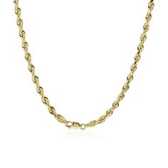 14K Yellow Gold Solid Diamond Cut Rope Chain. The chain measures approximately 22" in length and approximately 3.8mm in width. Yellow Gold Necklaces With Cuban Link Rope Chain, Yellow Gold Necklace With Cuban Link Rope Chain, Classic Round Rope Chain Necklace, Classic Link Rope Chain Necklace For Formal Occasions, Elegant Cuban Link Rope Chain Necklace, Formal Gold Rope Chain Link Necklace, Formal Yellow Gold Tarnish-resistant Rope Chain Necklace, Classic Rope Chain Necklace, Classic Oval Link Rope Chain Necklace