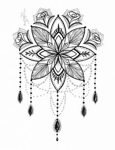 a drawing of a flower with beads hanging from it's center and the words,