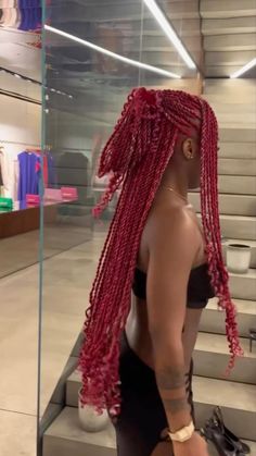 Red And Pink Passion Twist, Mid Back Length Senegalese Twists, Madison Core Outfits, Half Pink Half Black Hair Box Braids, Pink Twists Black Women, Red Protective Hairstyles, Twist Hairstyles Color, 9th Grade Hairstyles Black, Dark Pink Braids