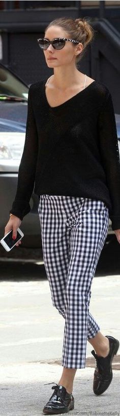 Gingham Trend, Estilo Olivia Palermo, Casual Chic Outfits, Olivia Palermo Style, Gingham Pants, Olivia Palermo, Casual Chic Outfit, Casual Work Outfits, Plaid Pants