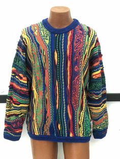 Coogi Millennium Collection Vintage Wool Rainbow Sweater Rare Olympics Theme Lrg. Please be sure to carefully view all pictures for full detail. We offer fast safe shipping with excellent customer service saving you time and energy. Be sure to check out our feedback and buy with confidence. Colorful Outfits Men, Neon Sweater, 1980s Fashion Trends, Olympic Theme, Coogi Sweater, Rainbow Vintage, Retro Sweater, Rainbow Sweater, 1980s Fashion