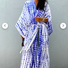 Kimono Robe Beach Cover Up. Brand New, I Received The Wrong Color When Ordered. Has Pockets. Can Be Worn As A Robe Or Beach Cover Up Or Kimono. Authentic From Bali. Blue Breezy Summer Cover-up, Chic Blue V-neck Cover-up, Breezy Blue Summer Cover-up, Casual Blue Cover-up For Resort Season, Blue Tropical Beach Cover-up, Tropical Blue Beach Cover-up, Breezy Blue Cover-up For Poolside, Blue Cover-up For Beach And Resort Season, Blue Resort Season Vacation Cover-up