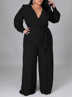 SkuCY-!127367Material95% Polyester StyleLoose , Plus Size , Wide Leg , Long Sleeves , High Waisted FeatureTied Waist , Asymmetric , Solid Color NecklineDeep V-Neck OccasionStylish Selection , Leisure Fashion SeasonsSpring , Autumn TypeJumpsuits ColorBLUE,WHITE,GREEN,BLACK,BURGUNDYSizeL,XL,2XL,3XL,4XL Please consult the size chart we provide for this item's measurements to help you decide which size to buy.Please note: There may be 1-3cm differ due to manual measurement.CMINCHBustWaistSleeveHipsL Style Vert, Bandage Jumpsuits, Look Plus Size, Wrap Jumpsuit, Casual Rompers, Plus Size Jumpsuit, Casual Jumpsuit, Long Jumpsuits, Looks Chic