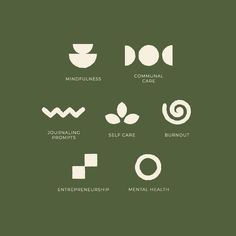 an image of different types of logos on a green background