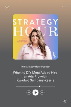 the strategy hour with an ad featuring a woman in pink shirt