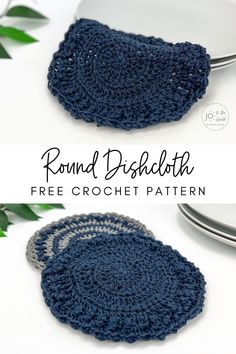 the crocheted dishcloth is made with yarn and has two circles on each side