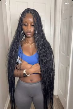 Medium Boho Knotless Long, Boho Knotless Braids Thigh Length, Cute Long Knotless Braids, Boho Knotless Braids Loose Curls, Braided Hairstyles For Brown Hair, Long Boohoo Braids, Boho Knotless Braids With Body Wave Hair, Boho Knotless Braids Straight Hair, Boho Knotless Braids Outfit