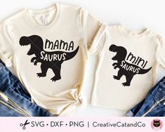 Homemade Business, Mama And Mini, Fun Shirts, T Rex Dinosaur, Dinosaur Shirt, Baby Dinosaurs, Create Digital Product, Monogram Frame, Mom Kid