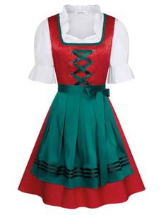 PRICES MAY VARY. MATERIAL: All Jasambac Dirndl dress are made of premium material which are slightly different. When you choose the color and size, the details will be presented FEATURES: U neck, Short sleeve, Lace up detail, Detachable apron, Classical style. PACKAGE INCLUDED: 1 blouse, 1 ribbon and 1 apron EMBROIDERY DETAILING: This beautiful dirndl dress features unique embroidered flower detailing for added authenticity and style. Good workmanship and stunning design with exquisite, classic, Halloween Carnival Theme, Apron Embroidery, Carnival Dress, Oktoberfest Costume, Halloween Costumes For Women, Beer Girl, Carnival Theme, Oktoberfest Party, Dirndl Dress