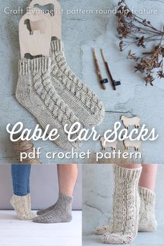 the crochet pattern for cable car socks is shown