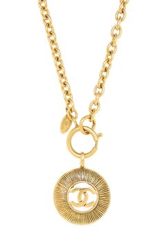 Find CHANEL Cc' Sunburst Necklace on Editorialist. Chanel Gold 'CC' Sunburst Necklace Sunburst Necklace, Shopping Chanel, Top Brands, Great Deals, Gold Necklace, Chanel, Luxury Fashion, Gold