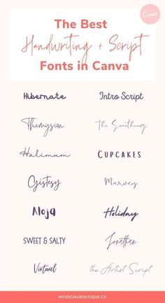 the best handwriting and script font in canva