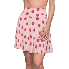 Pink Skirt Aesthetic, Strawberry Skirt, Strawberry Shortcake Costume, Skirt Tennis, Skirt Aesthetic, Skirt A Line, Skirt Pleated, High Waisted Flares, Aesthetic Clothing