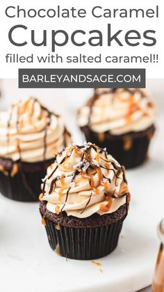 chocolate caramel cupcakes filled with salted caramel