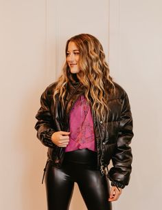 Pleather puffer jacket - the softest, high end material.. LOVE this one! Pleather is always scary for me to order but this one is just awesome. Cropped fit True to size Fall Hooded Leather Jacket With Padded Collar, Quilted Long Sleeve Leather Jacket For Cold Weather, Quilted Leather Jacket For Cold Weather, Urban Puffer Jacket For Fall, Urban Long Sleeve Puffer Jacket For Fall, Urban Style Fall Puffer Jacket, Puffer Leather Jacket For Cold Weather, Puffer Leather Jacket With Long Sleeves For Cold Weather, Long Sleeve Puffer Leather Jacket For Cold Weather