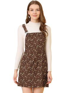 Shop Allegra K for Adjustable Strap Pinafore Corduroy Floral Bib Overalls Dress you are looking for, get more women's Skirts for yourself. Order now! Free Returns！ Casual Brown Pinafore Dress For Fall, Casual Brown Pinafore Dress For Spring, Spring Brown Pinafore Dress, Overalls Dress, Brown Clothing, Stirrup Pants, Corduroy Overalls, Frayed Hem Jeans, Cropped Joggers