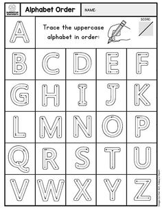 an alphabet order worksheet with the letters and numbers to be used in this activity