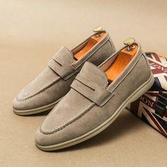 LBSFY - Social Suede Driving Shoes Genuine Leather Men Casual Shoes Luxury Brand Soft Men Loafers Moccasins Slip on Leisure Walking Shoe Male Cow, Luxury Loafers, Mens Suede Loafers, Classic Loafers, Heel Loafers, Mens Loafers, Driving Moccasins, Fashion Male, Men Suede