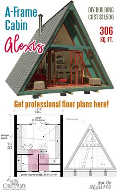 a frame cabin with loft plans and measurements