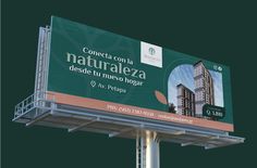 an advertisement for a new apartment building on the side of a street light pole in front of a dark green background