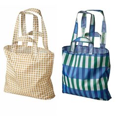 4 Ikea Skynke Foldable Pocket Reusable Shopping Tote Bags, Blue Green And Tan Polka Dot Lot Of Four, Two Of Each New Condition This Handy And Lightweight Bag Fits In A Pocket But Can Quickly Be Used As A Big Shoulder Bag. Easy To Keep Close At Hand When You’re Shopping Or Travelling. Carry With Hand Or On Shoulder - Bag Has Long And Short Handles - Use Fewer Plastic Bags - Inside Pocket For Smaller Items - Folds Up To Fit Inside Handbag, Briefcase Or Coat Pocket - 17 3/4" X 14 1/4" Big Shoulder Bag, Shopping Tote Bags, Diy Bags Purses, Tote Storage, Coat Pocket, Lightweight Bag, Eco Bag, Reusable Shopping Bags, Shopping Tote Bag