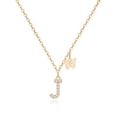 PRICES MAY VARY. ✿Size&Material: Letter J Necklace for Women. The gold chain length is 18‘’+2‘’ adjustable extension chain; Material: Made of high-quality brass, plated with 14K gold, Cubic Zirconia inlaid on the letters; with butterfly pendant; Weight: 10 grams ✿Quantity: This package includes 1 dainty chain initial necklace with exquisite box packaging. Simple style letter necklace can do multiple combinations with layered necklace. ✿Meaning: This gold chain trendy necklace has initials pendan Initial Necklace K, T Initial Necklace, Quinceanera Necklace, Initials Pendant, Necklace Meaning, J Necklace, Gold Initial Pendant, Dainty Chain Necklace, Dainty Initial Necklace