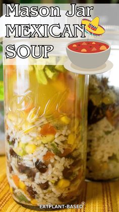 mason jar mexican soup recipe in a glass jar