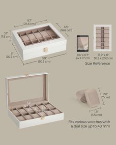 an open white box with compartments for jewelry