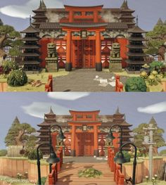 Acnh Entrance Designs Japanese, Acnh Asian Design Codes, Acnh Museum Exterior Japanese, Anch Japanese Entrance, Animal Crossing China Town, Acnh Japanese Island Entrance