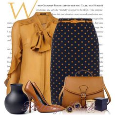 Saia lápis _ scarpin Retro Mode, Classy Work Outfits, Stylish Work Outfits, Vegan Bags, Tie Blouse, Business Casual Outfits