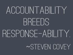 the words account ability, breeds, response - ability and seven covey on a dark background