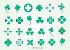 green shamrocks with different shapes and sizes